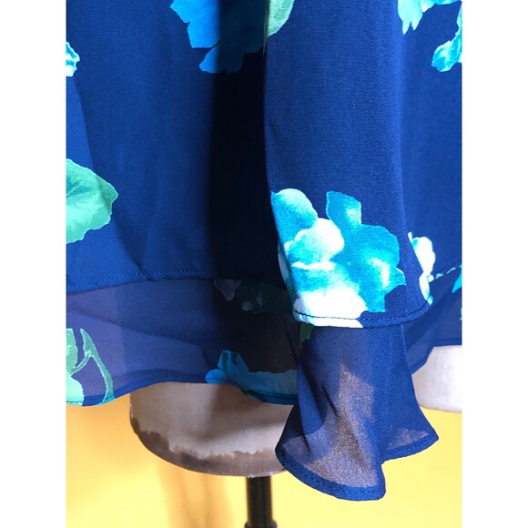 NWT 1990s-Y2K CDC EVENING FloralRuffle Cross Back Boxy Mini Dress.L-XL - Picture 4 of 10